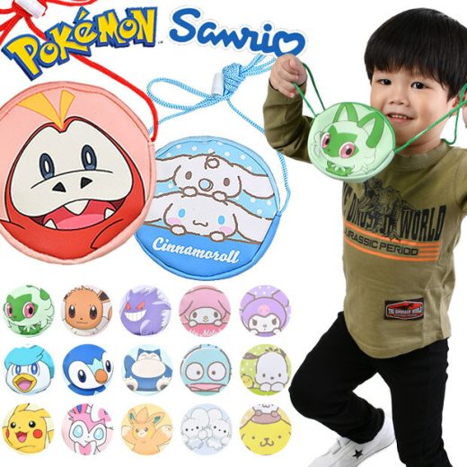 【送料無料】 ポケットモンスター サンリオ 丸型 コインケース コインポーチ 財布 ウォレット キッズ 男の子 女の子 かっこいい ポーチ ネックコード ショルダー紐付き ファスナー ポケモン ピカチュウ マイメロ ホゲータ シナモンロール 子供