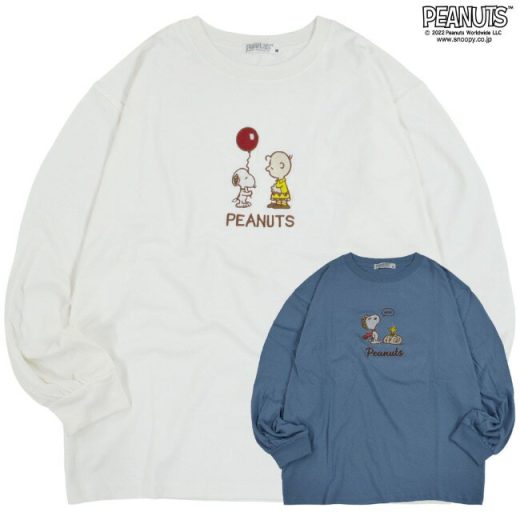 スヌーピー Tシャツ 長袖 刺繍 チャリーブラウン フライングエース PEANUTS SNOOPY