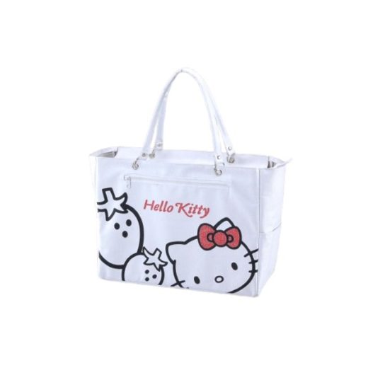 Hello Kitty ハローキティ ストロベリートートバッグ 鞄 ホワイト マチ・ポケット付き[21]