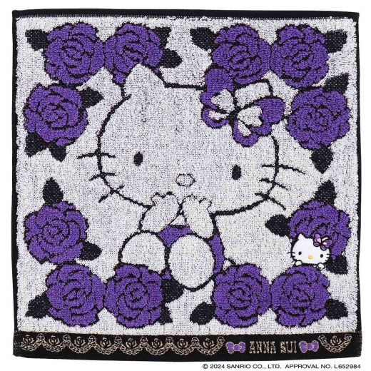 ANNA SUI × HELLO KITTY　タオルハンカチ　0001 パープル　アナ スイ × ハローキティ │ アナスイ　ANNA SUI ギフト プレゼント プチギフト 贈り物 内祝い 記念日 誕生日 退職 退職祝い 内祝い お礼 お返し 遅れてごめんね