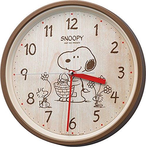 リズム(RHYTHM) SNOOPY (スヌーピー) 掛け時計 キャラクター アナログ 連続秒針 茶 (木目調) スヌーピーM06 8MGA40-M06