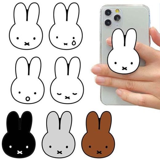 スマホグリップ スマートフォンアクセサリー Miffy ミッフィー ダイカット POCOPOCO 貼り付けタイプ ハンドグリップ グルマンディーズ MF-221