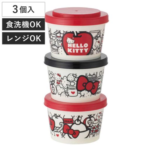 保存容器 240ml 薄肉保存容器 3個セット ハローキティ KT FoodRed （ キティ キティちゃん 電子レンジ対応 食洗機対応 冷凍 日本製 密閉 保存 容器 小物入れ 作り置き 常備菜 離乳食 持ち歩き 積み重ね キャラクター かわいい ）