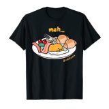 ぐでたま 「あぁ」朝食 半袖Tシャツ メンズ 【Sサイズ】 ブラック ファッション トップス アメリカ