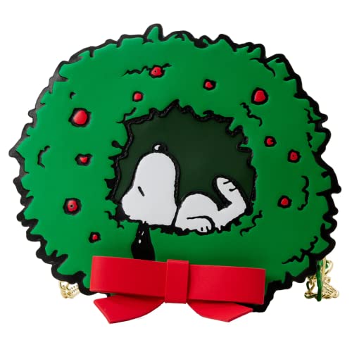 ラウンジフライ アメリカ 日本未発売 バッグ コラボ LoungeflyPeanuts Snoopy Woodstock Light Up Wreath Crossbody Bag GreenRedラウンジフライ アメリカ 日本未発売 バッグ コラボ