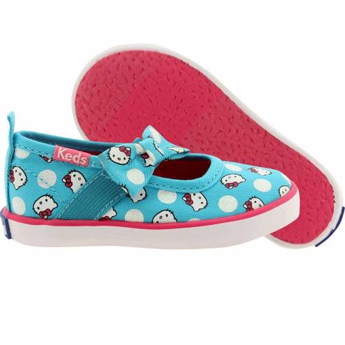 ケッズ チャンピオン 青色 ブルー ハローキティー ベビー 【 KEDS X HELLO KITTY TODDLERS CHAMPION K MARY JANE (BLUE / TURQUOISE CONFETTI PRINT) BLUE TURQUOISE CONFETTI PRINT 】 キッズ マタニティ サンダル