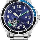 Citizen メンズ エコドライブ ディズニー ミッキーマウス スキューバウォッチ、ステンレススチール、ブルーダイヤル、夜光、46mm (モデル: AWW)