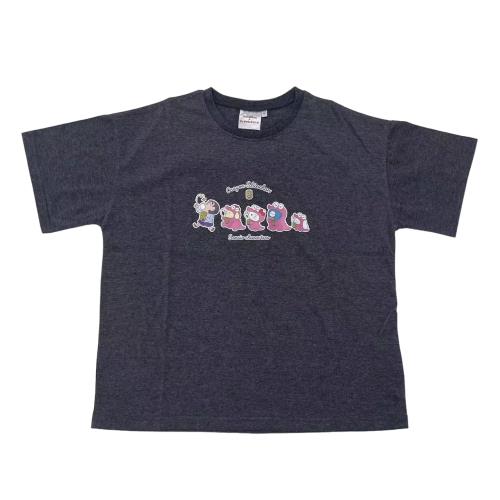 [サンリオ] カジュアル クレヨンしんちゃんコラボ 半袖Tシャツ ハローキティ ハンギョドン ポムポムプリン シナモロール クレヨンしんちゃん シロ レディース チャコールグレー