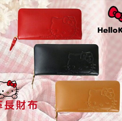 【ハローキティ 本革長財布】Hello　Kitty 人気 かわいい 水玉 プレゼント 牛革 キティちゃん お誕生日 母の日 プレゼント好適品《リボン付きラッピング巾着袋に入れ発送(無料)》