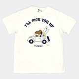 【最大2,000円OFF】（選べる2色)送料無料 ハワイ限定 日焼けスヌーピー Tシャツ I’ll PICK UP ユニセックス 男女兼用 半袖 ホワイト グレー モニホノルル M L