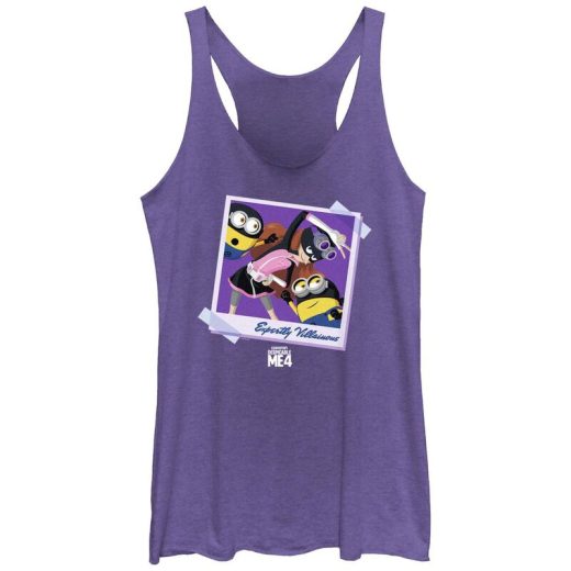 【送料無料】 ライセンス キャラクター レディース Tシャツ トップス Juniors' Despicable Me 4 Minions Expertly Villainous Racerback Tank Top Purple Heather