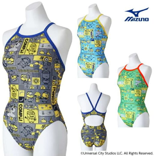 ミズノ MIZUNO 競泳水着 レディース 練習用 エクサースーツ ミディアムカット EXER SUITS U-Fit ミニオンズ MINIONS 2024年秋冬追加企画モデル N2MAB796