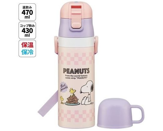 超軽量2WAYステンレスボトル SNOOPY 直飲み470ml スケーター SKDC4