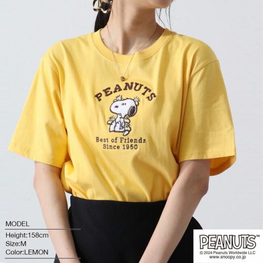 スヌーピー Tシャツ 半袖 刺繍 ウッドストック トップス SNOOPY PEANUTS