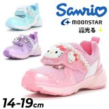 送料無料 サンリオ 光る 子供靴 LED搭載 女の子 14-19cm 2E キッズシューズ Sanrio ハローキティ シナモロール クロミ キャラクター スニーカー ガールズ 女児 運動靴 かわいい キティちゃん シナモン クロミちゃん ブランド ムーンスター moonstar 月星 くつ/SA-C034