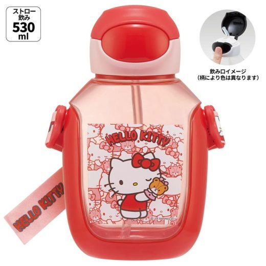 【12/25限定 30%OFFクーポン】ストロー ワンタッチ 水筒 530ml ワンプッシュ キッズ 子供 マグ ストロー付き skater スケーター PDSH6DX キティ ハローキティ キティちゃん 女の子【ストロー飲み 透明 クリア 常