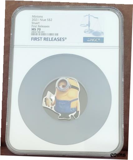 2021 NGC MS 70 NIUE 1oz シルバー $2 「ミニオン - スチュアート」初リリース2021 NGC MS 70 NIUE 1oz Silver $2 