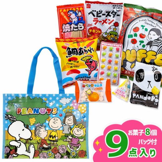 スヌーピー レッスンバッグお菓子ギフト{ お菓子 詰め合わせ }{ 徳用 個包装 小分け 配布 問屋 業務用 景品 }{ 子ども会 施設 }[ 子供会 保育園 幼稚園 景品 イベント お祭り プレゼント 人気 ]【色柄指定不可】【不良対応不可】