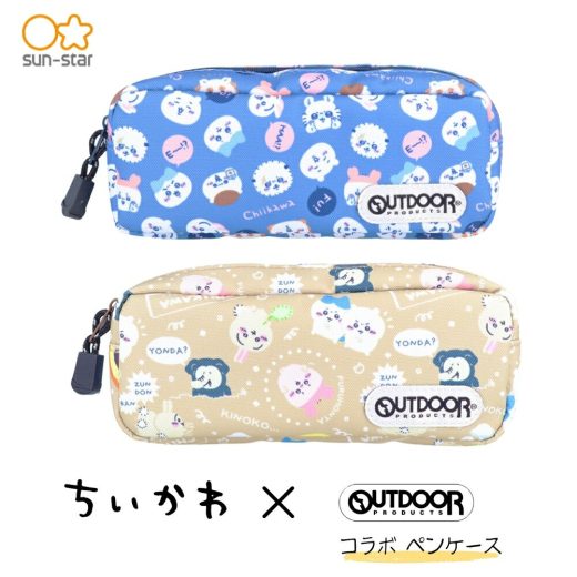 初売り1/1~1/3エントリーで最大P20倍 ★ちいかわ OUTDOOR ペンケース メール便対応 アウトドア 筆箱 文具 大容量 布 可愛い ブルー ベージュ OD28