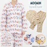 ムーミン × Suimin Care レディース パジャマ 接結天竺 長袖 総柄 シャツ [ MOOMIN M L 春 秋 女性 婦人 上下セット コラボ ミィ 母の日 敬老の日 プレゼント ギフト 贈り物 誕生日 綿混 天竺 長パンツ 花柄 ウェストゴム 睡眠 快眠 入院 スイミンケア 睡眠ケア ]