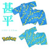 甚平 ポケットモンスター ポケモン ピカチュウ 総柄 リップル 半袖 ルームウェア 子供 服 女の子 100 110 120 130