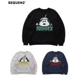 SEQUENZ シークエンズ メンズ ニット アクリル クルーネック P SNOOPY FACE KNIT ブラック 25370910 スヌーピー トップス ユニセックス 長袖 ビッグシルエット