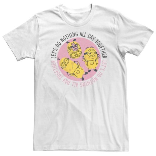 【送料無料】 ライセンス キャラクター メンズ Tシャツ トップス Big & Tall Despicable Me Minions Valentine's Day Let's Do Nothing Tee White