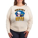 【送料無料】 ライセンス キャラクター レディース Tシャツ トップス Plus Size Peanuts Snoopy & Woodstock Vampire Pullover Beige