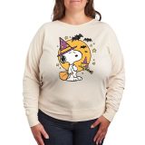 【送料無料】 ライセンス キャラクター レディース Tシャツ トップス Plus Size Peanuts Snoopy & Woodstock Halloween Pullover Beige