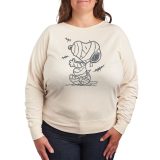 【送料無料】 ライセンス キャラクター レディース Tシャツ トップス Plus Size Peanuts Snoopy Mummy Halloween Bats Pullover Beige