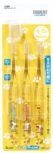 スケーター 歯ブラシ 小学生 6-12才 やわらかめ クリア 3本 スヌーピー 15.5cm TBCR6T-A